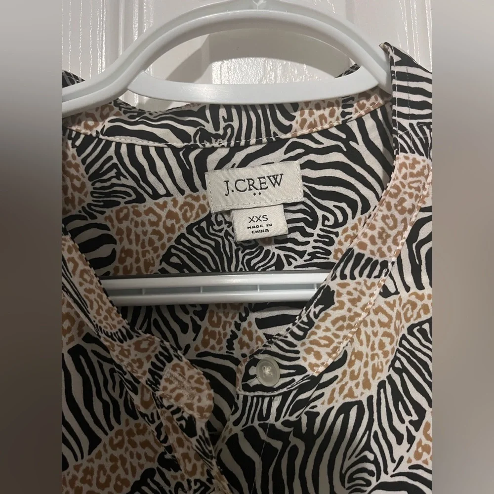 J.Crew Graphic Zebra Button Blouse XXS
